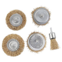 Professional 5pcs Crimped Brass Coated Steel Wire Wheel & Cup Brush Set